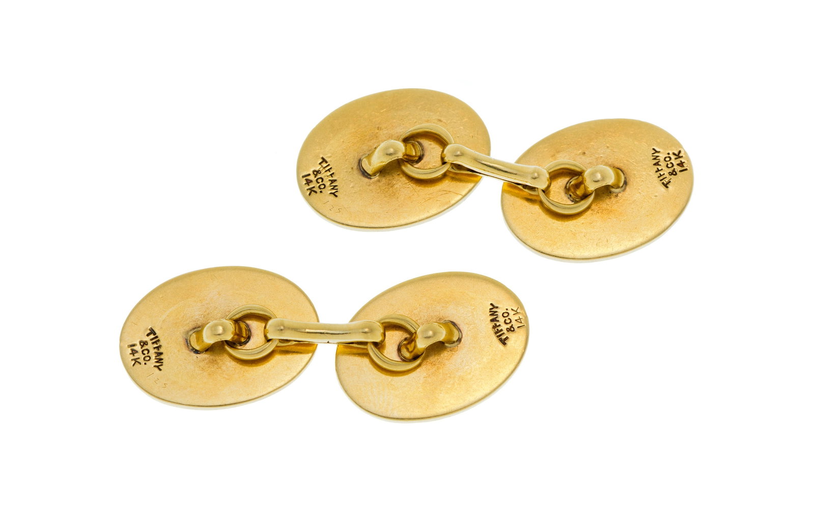 Tiffany&Co, paire de boutons de manchette ovales en or 585, h. 1.8 cm, 11g - 2