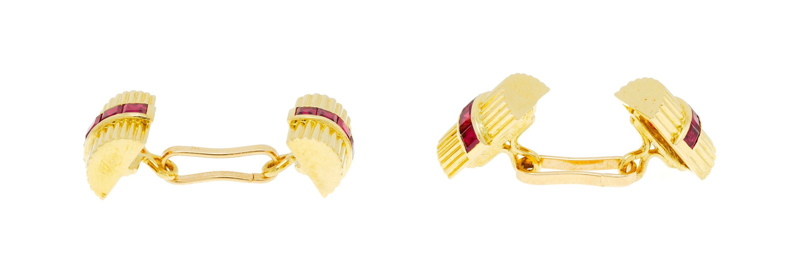 Van Cleef & Arpels, paire de boutons de manchette années 1940-50 en or 750 formés de demi  - 2