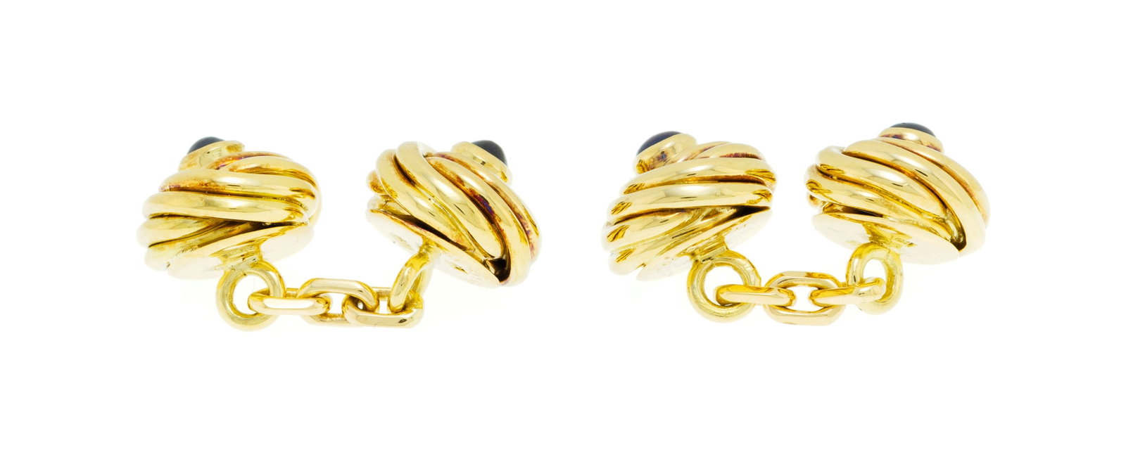 Van Cleef & Arpels, paire de boutons de manchette en or 750 sertis de cabochons de saphir, signé - 2
