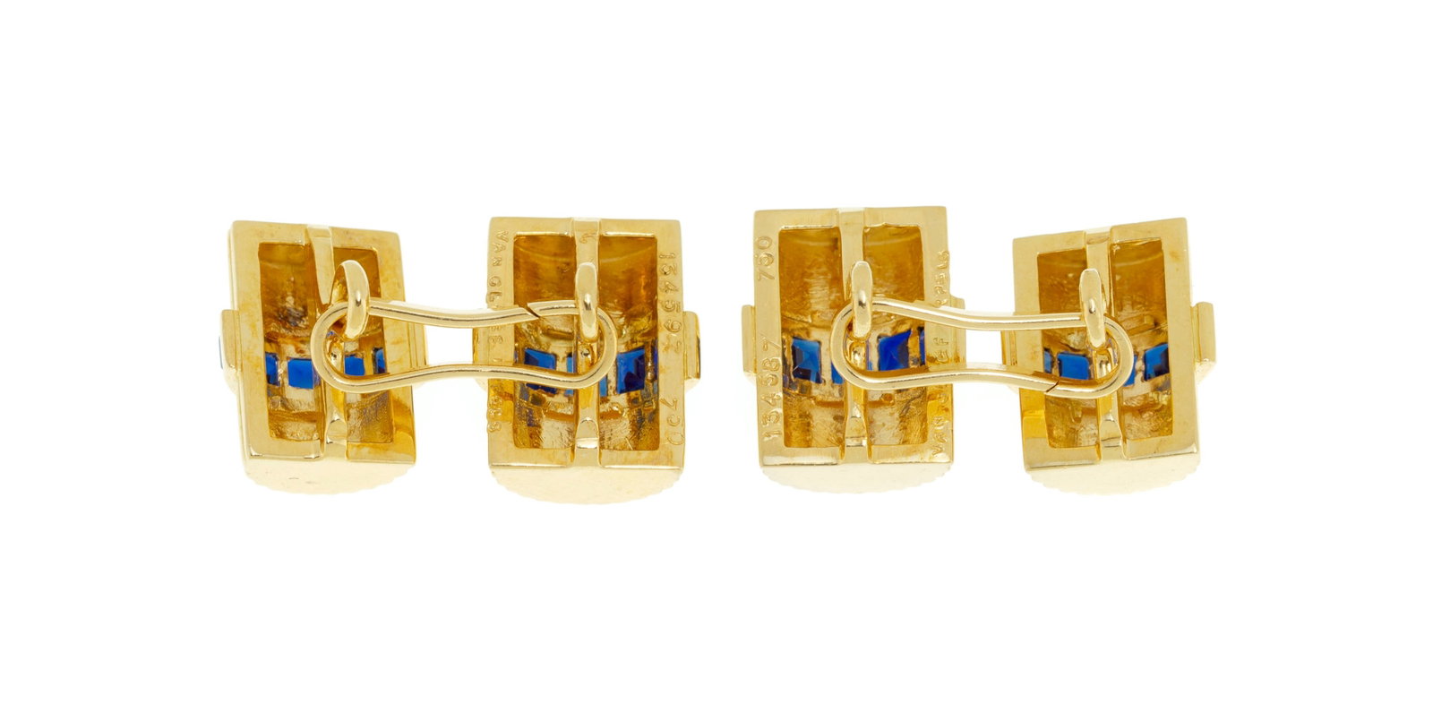Van Cleef & Arpels, paire de boutons de manchette années 1940-50 en or 750 formés de demi  - 3