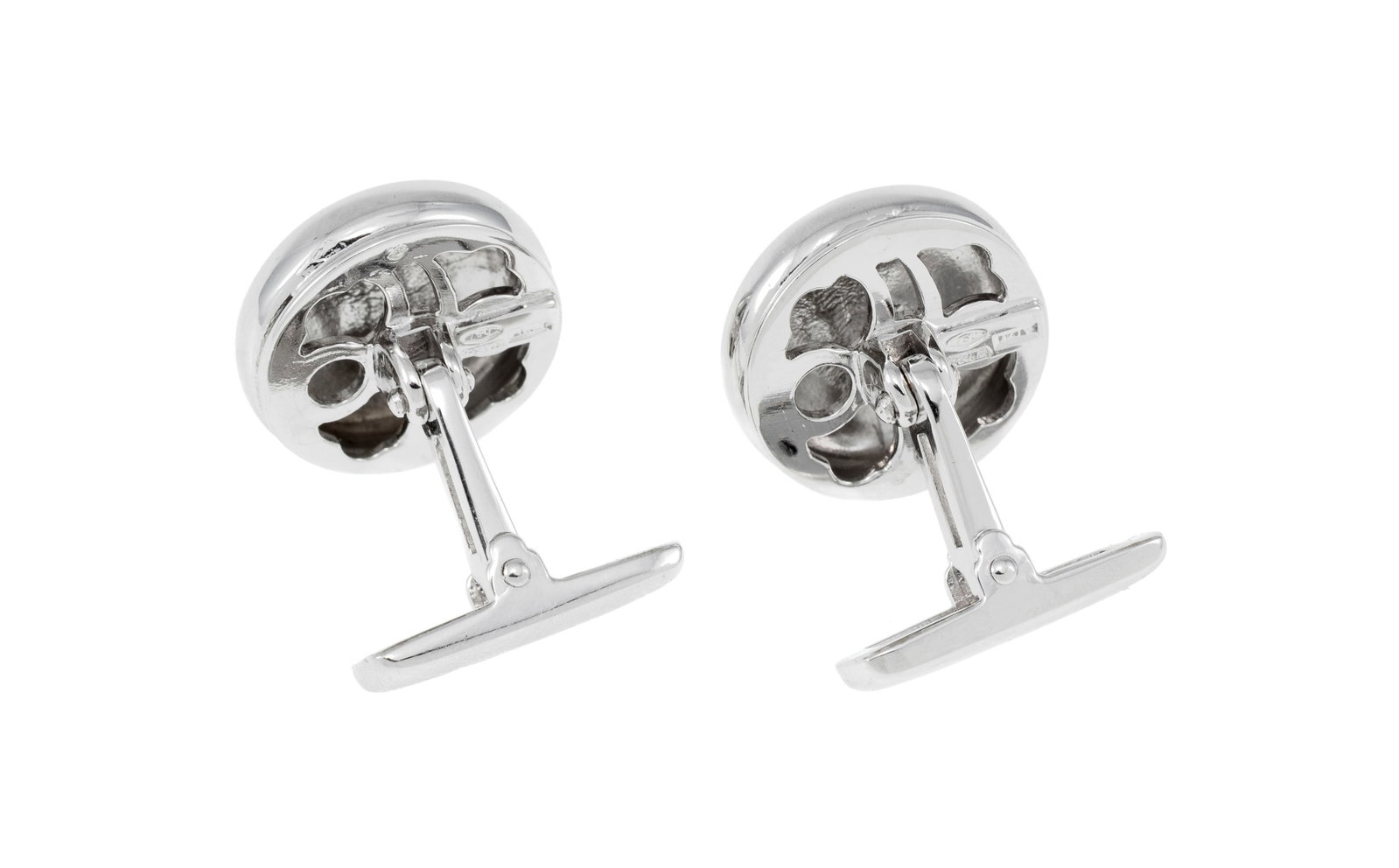 Paire de boutons de manchette en or gris 750, h. 1.5 cm, 12g - 2