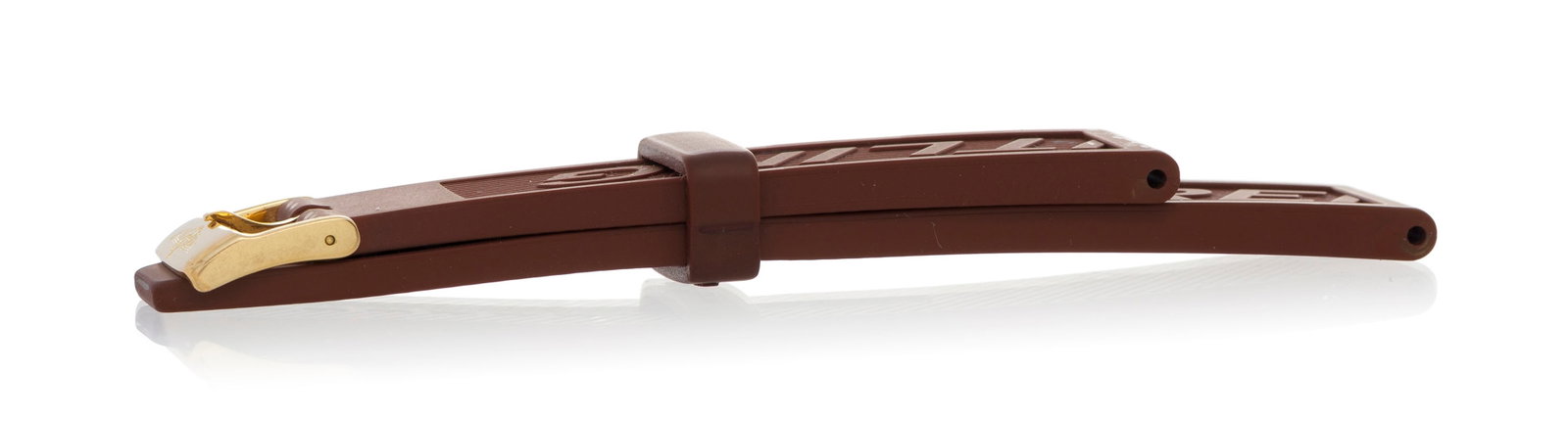 Breitling, bracelet en caoutchouc marron avec sa boucle ardillon en or rose 750, signés, largeu - 2