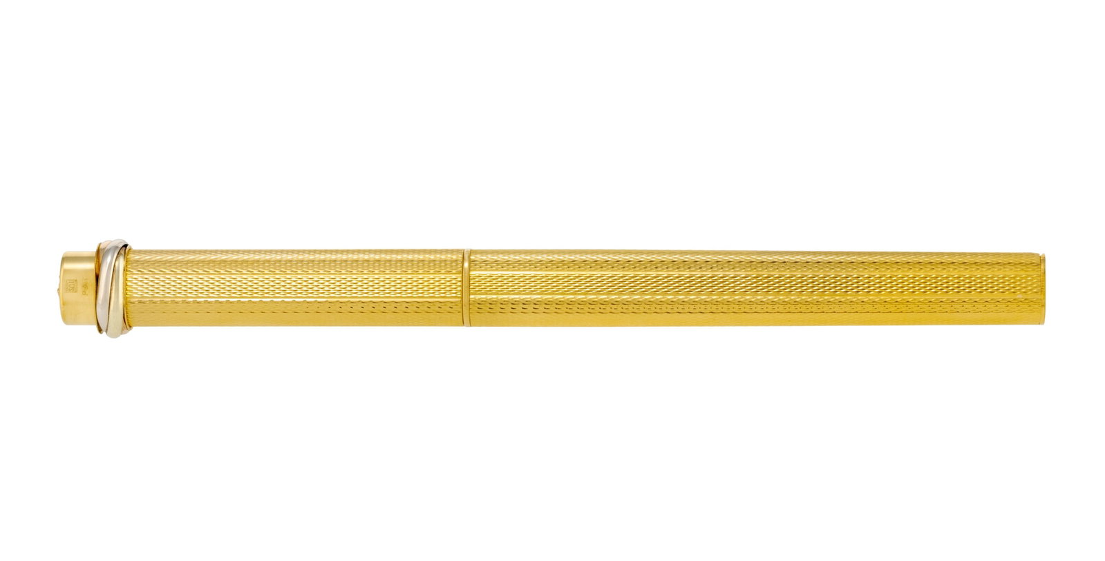 Cartier, stylo bille en métal doré avec l'agrafe en laque bleue, signé, numérot& - 3