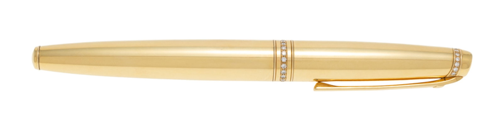 Caran d'Ache, stylo plume en or 750 cerclé de deux lignes de diamants taille brillant, bec en o - 3