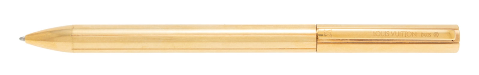 Louis Vuitton, stylo bille en métal doré, signé, long. 15.5 cm - 2