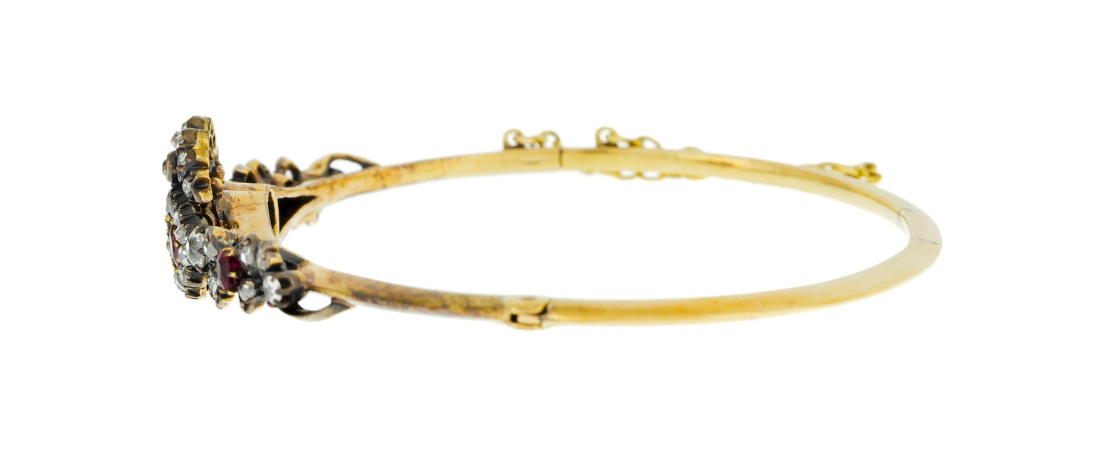 Bracelet XIXe s., or et argent centrant un cœur surmonté d'un nœud épaulé d - 2