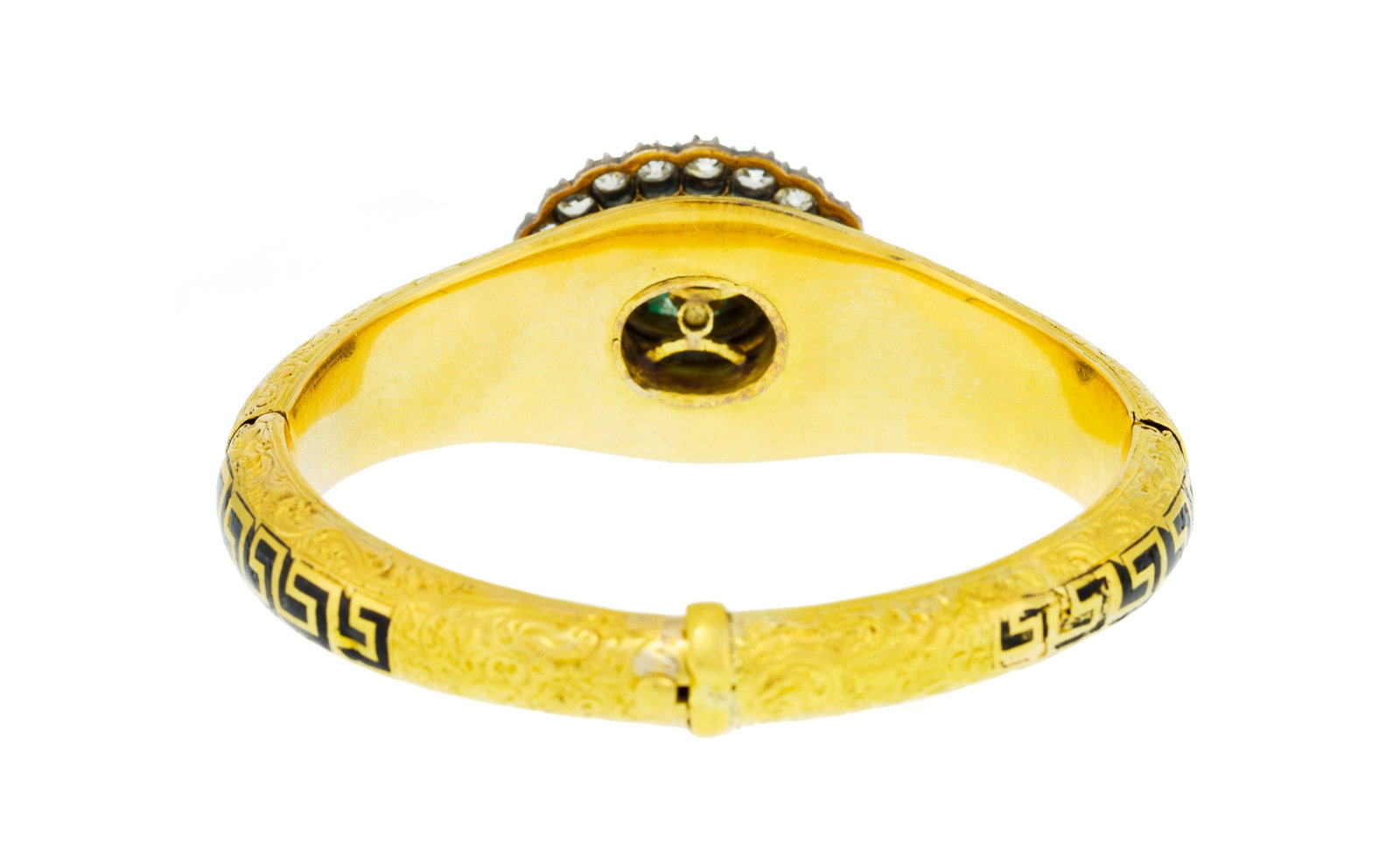 Bracelet XIXe s., or 750 gravé orné d'une frise de style hellénistique en émail  - 3