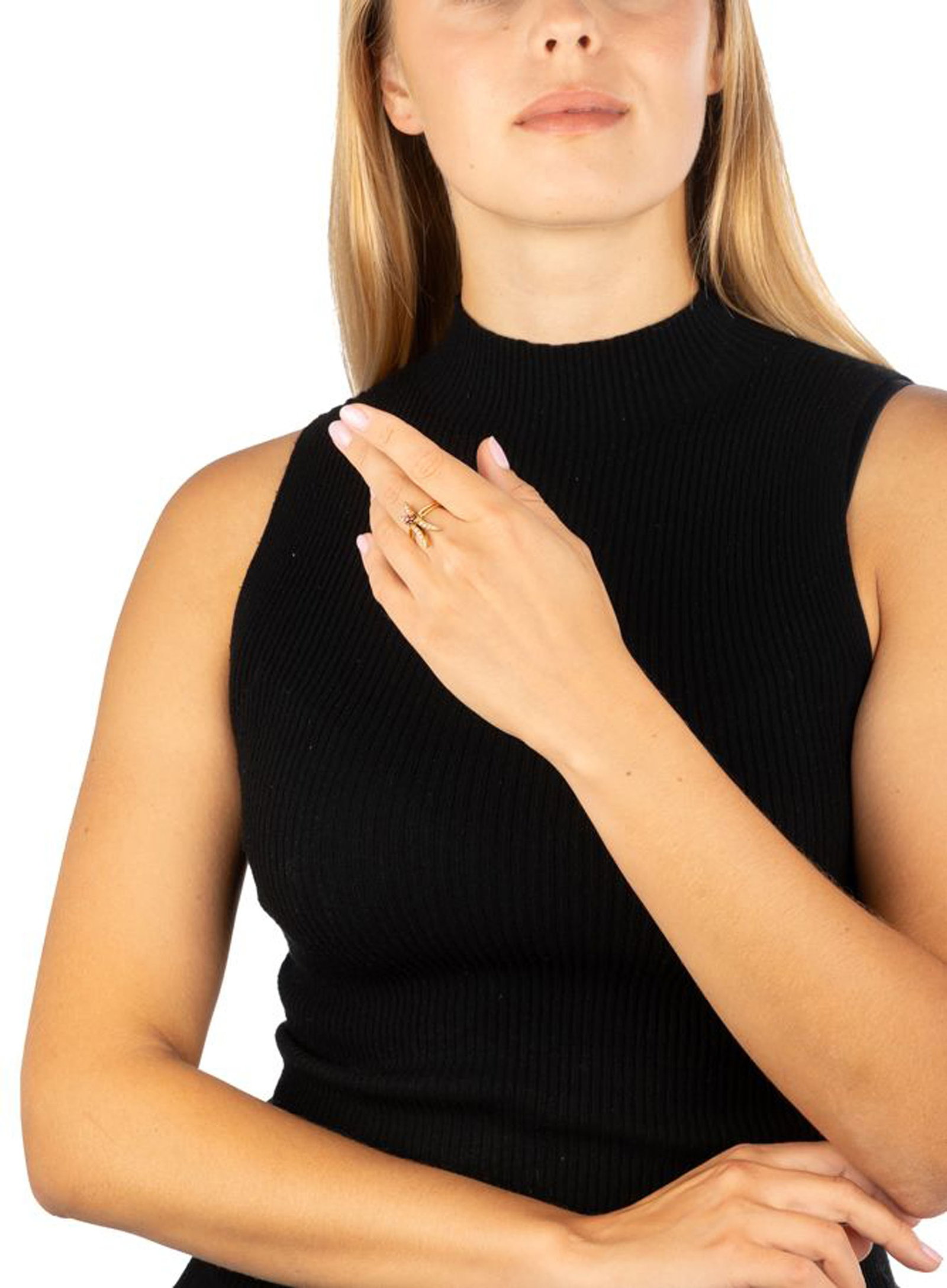 Bague formée d'un élément XIXe s. en or 585 serti de deux lignes de demi perles surmo - 5