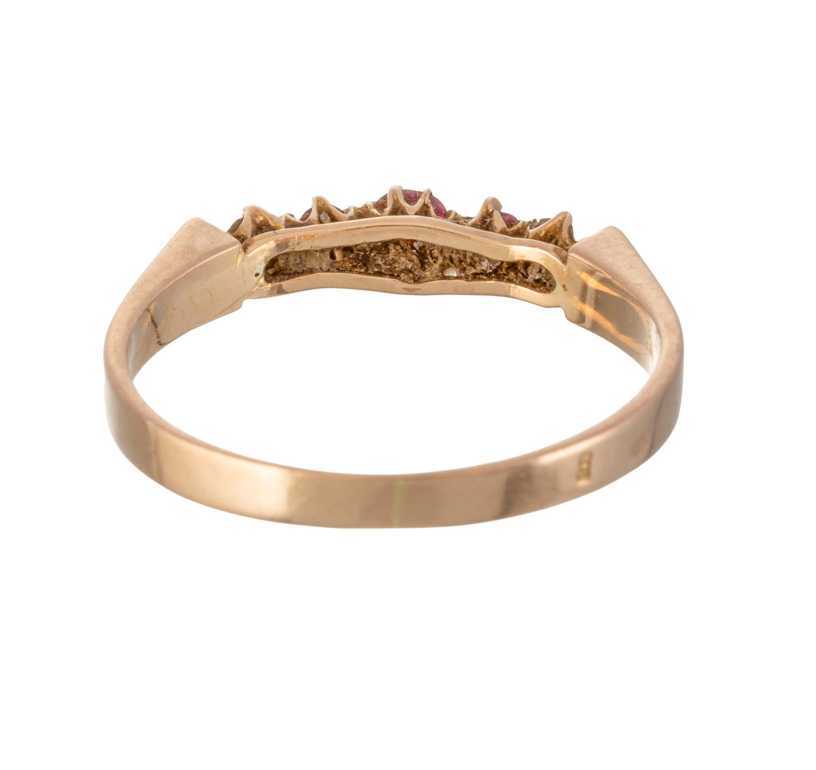 Bague XIXe s., en or 750 sertie de rubis et de diamants taille ancienne, doigt 54-14 - 4