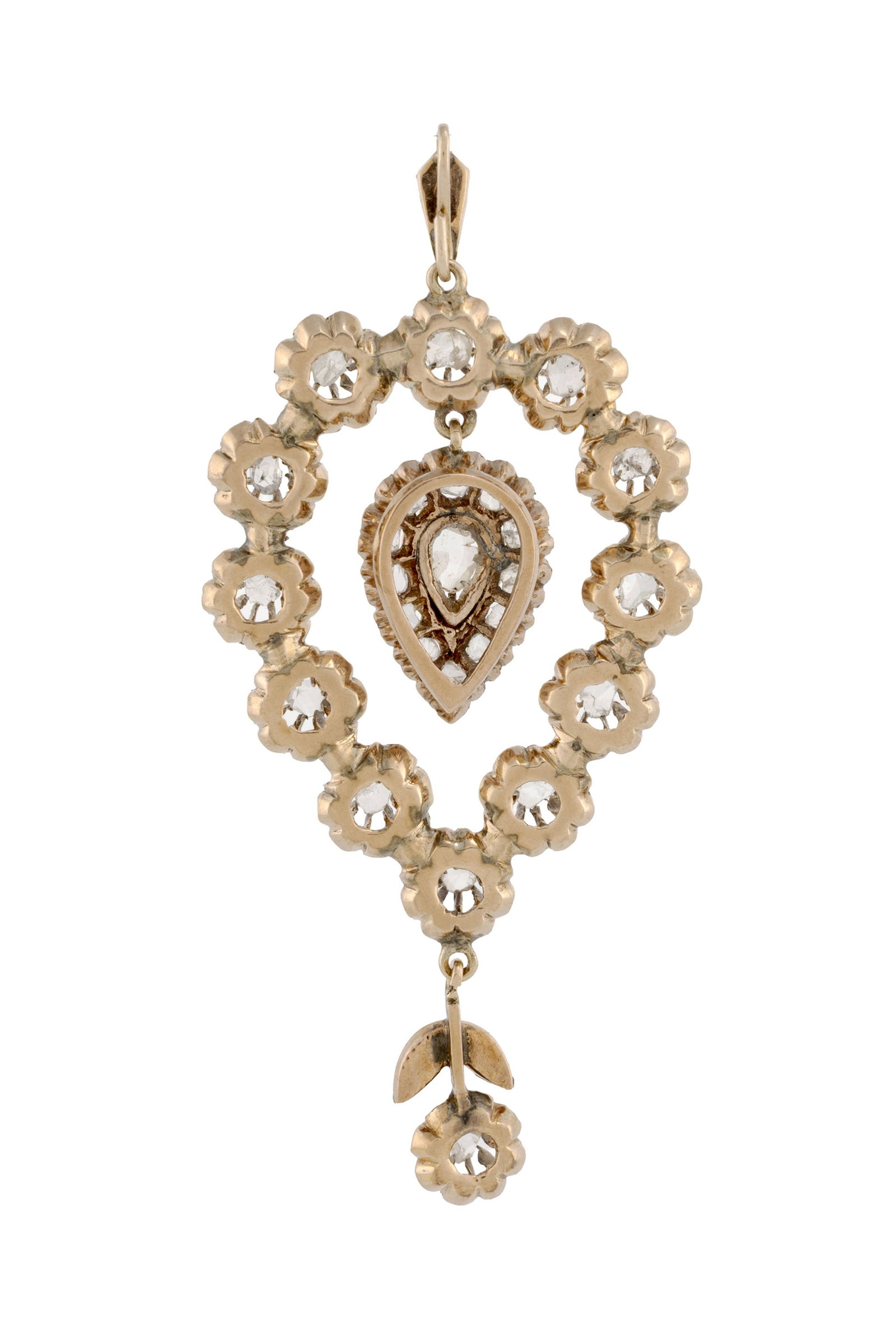 Pendentif de style XIXe s., or rose 375 formé de fleurettes et retenant un élément pi - 3