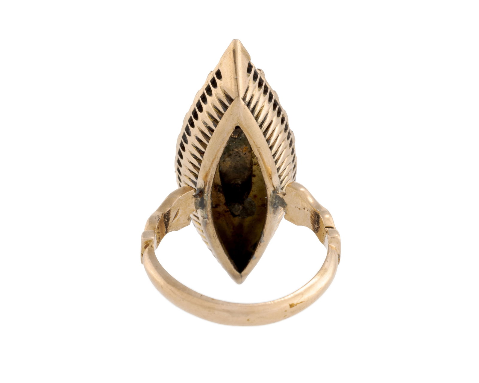 Bague marquise de style XIXe s., or rose 585 sertie foilback de diamants taille rose, doigt 57-17, 1 - 3