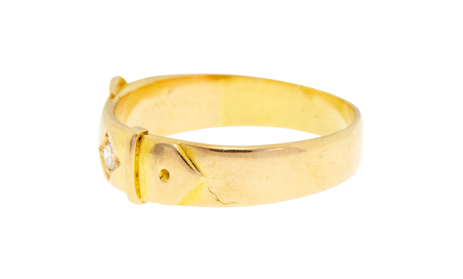 Bague ceinture début XXe s., en or 585 sertie de deux diamants taille rose et 8/8, doigt 52-12, - 2