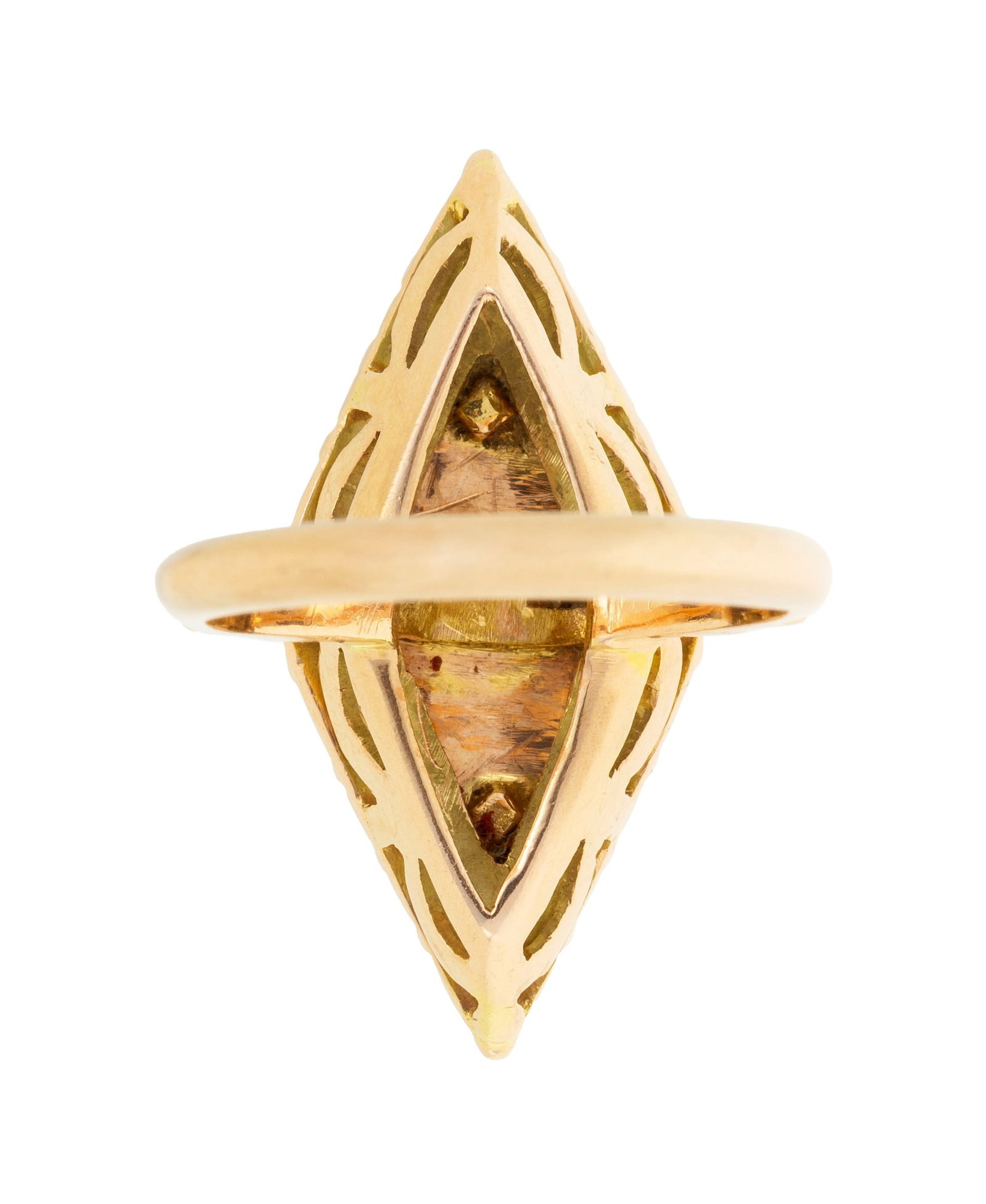 Bague marquise en or 375 sertie foilback de diamants taille rose, doigt 55-15, 6g - 3