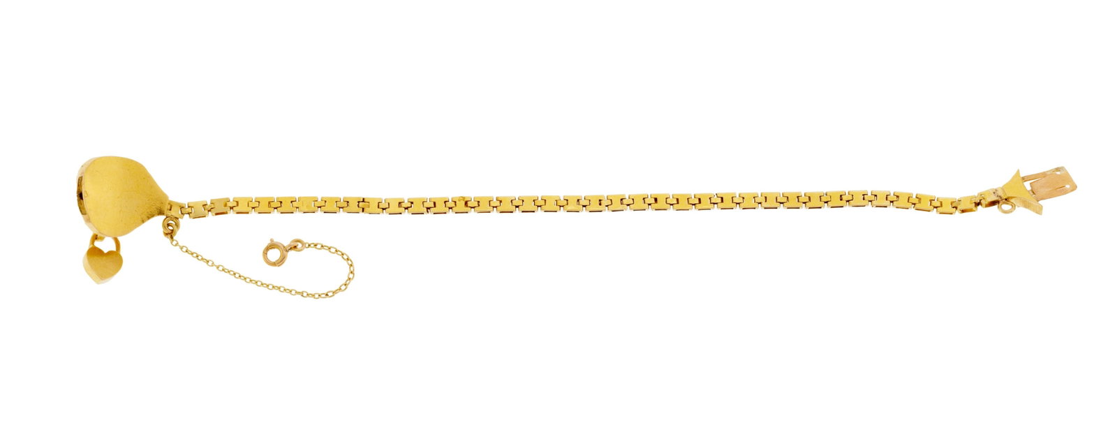 Bracelet XIXe s., or 750 centrant une tête de lion ciselée retenant un petit pendant serti - 4