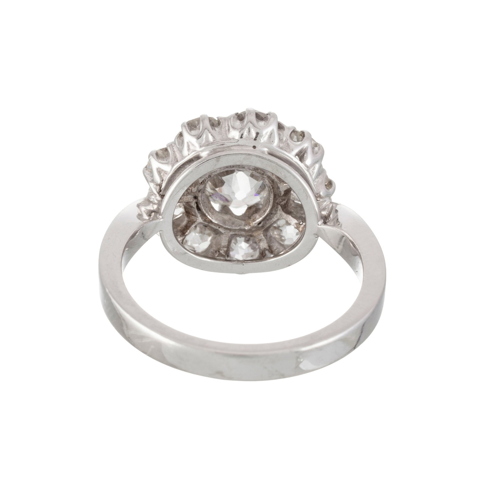 Bague en or gris 750 sertie de diamants taille ancienne dont un plus important au centre, doigt 53-1 - 4