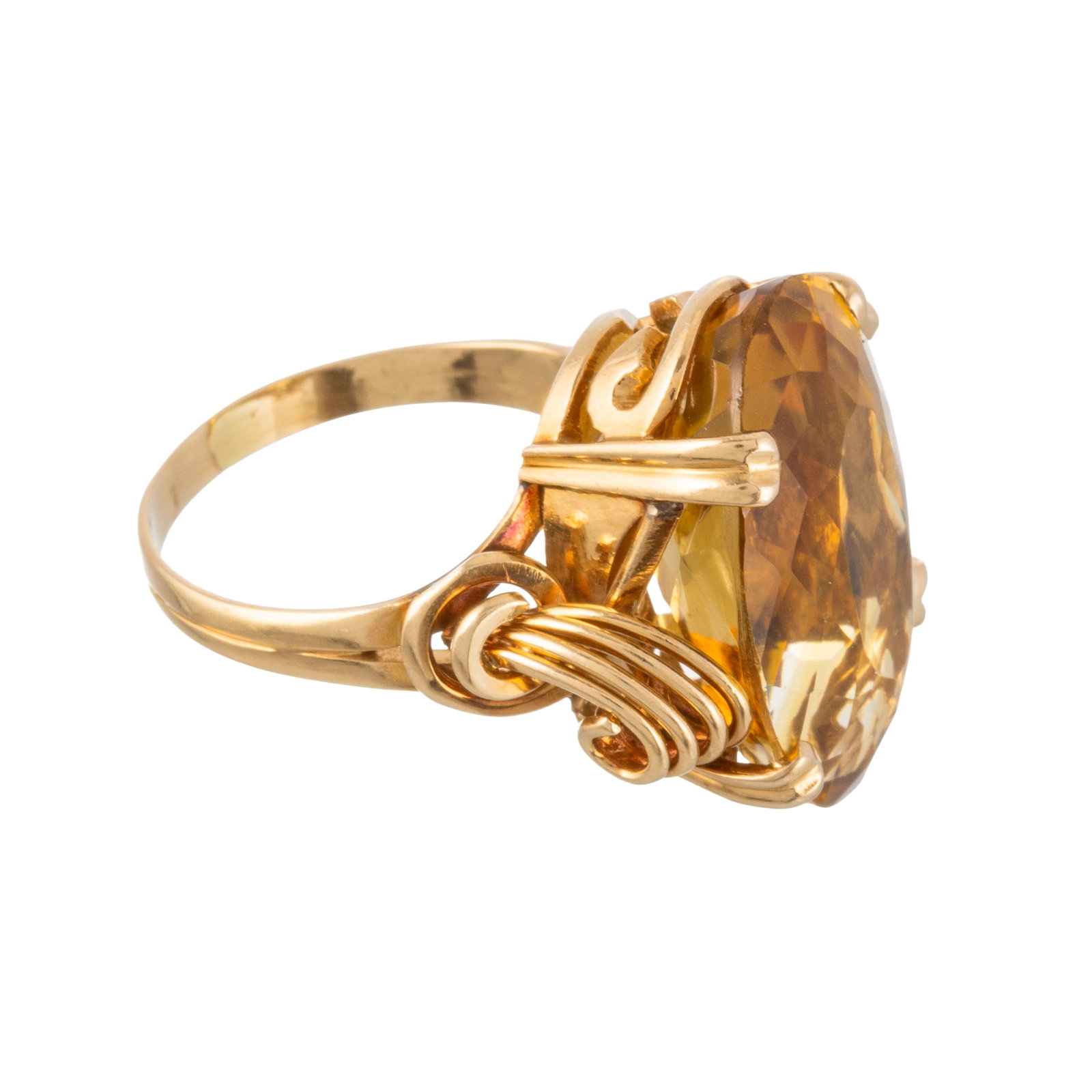 Bague années 1940-50 or 750 sertie d'une citrine taille ovale, doigt 53-13, 8g - 3