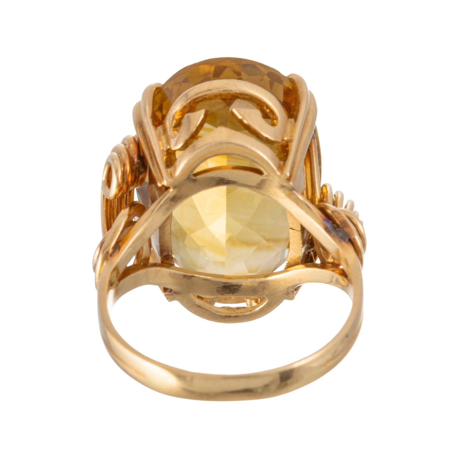 Bague années 1940-50 or 750 sertie d'une citrine taille ovale, doigt 53-13, 8g - 4