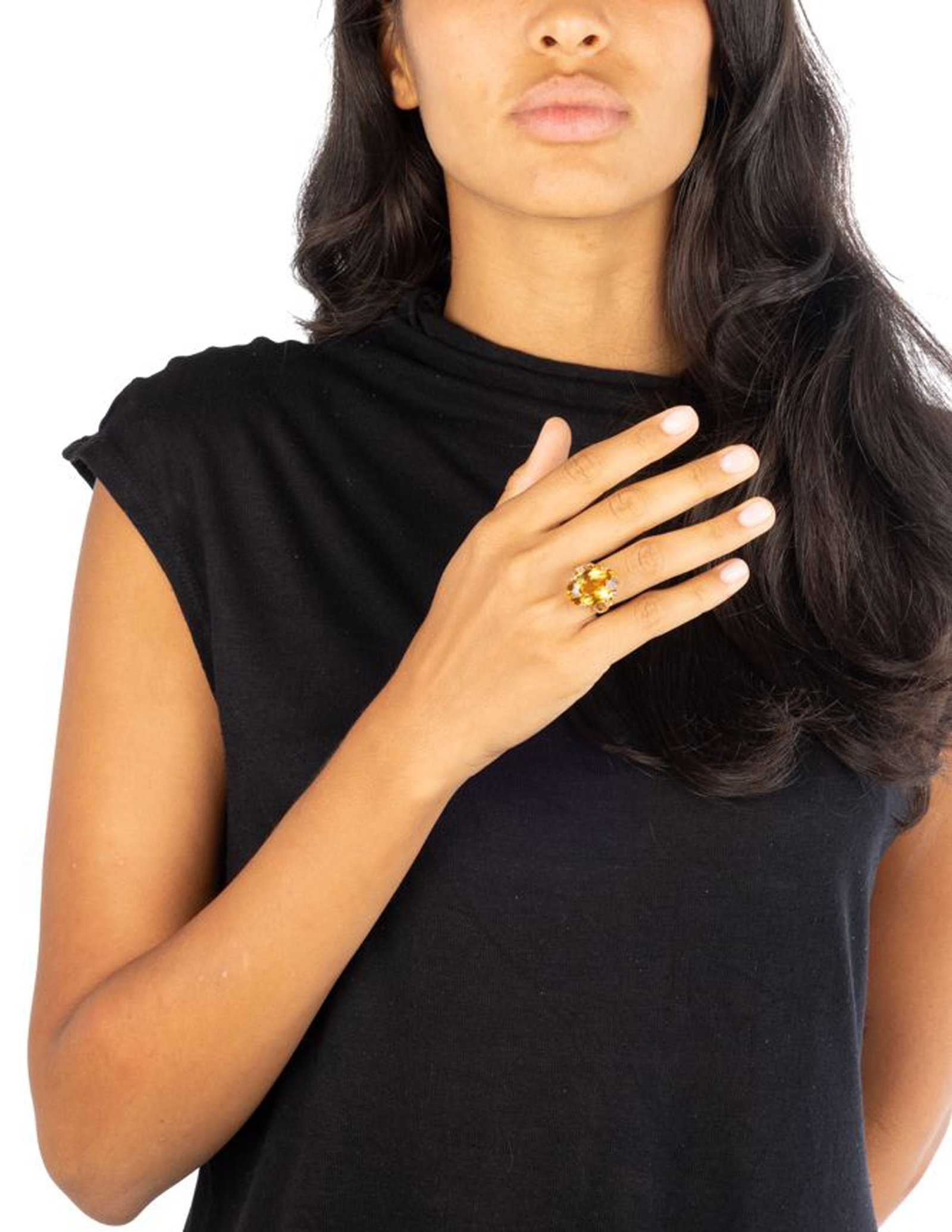 Bague années 1940-50 or 750 sertie d'une citrine taille ovale, doigt 53-13, 8g - 5