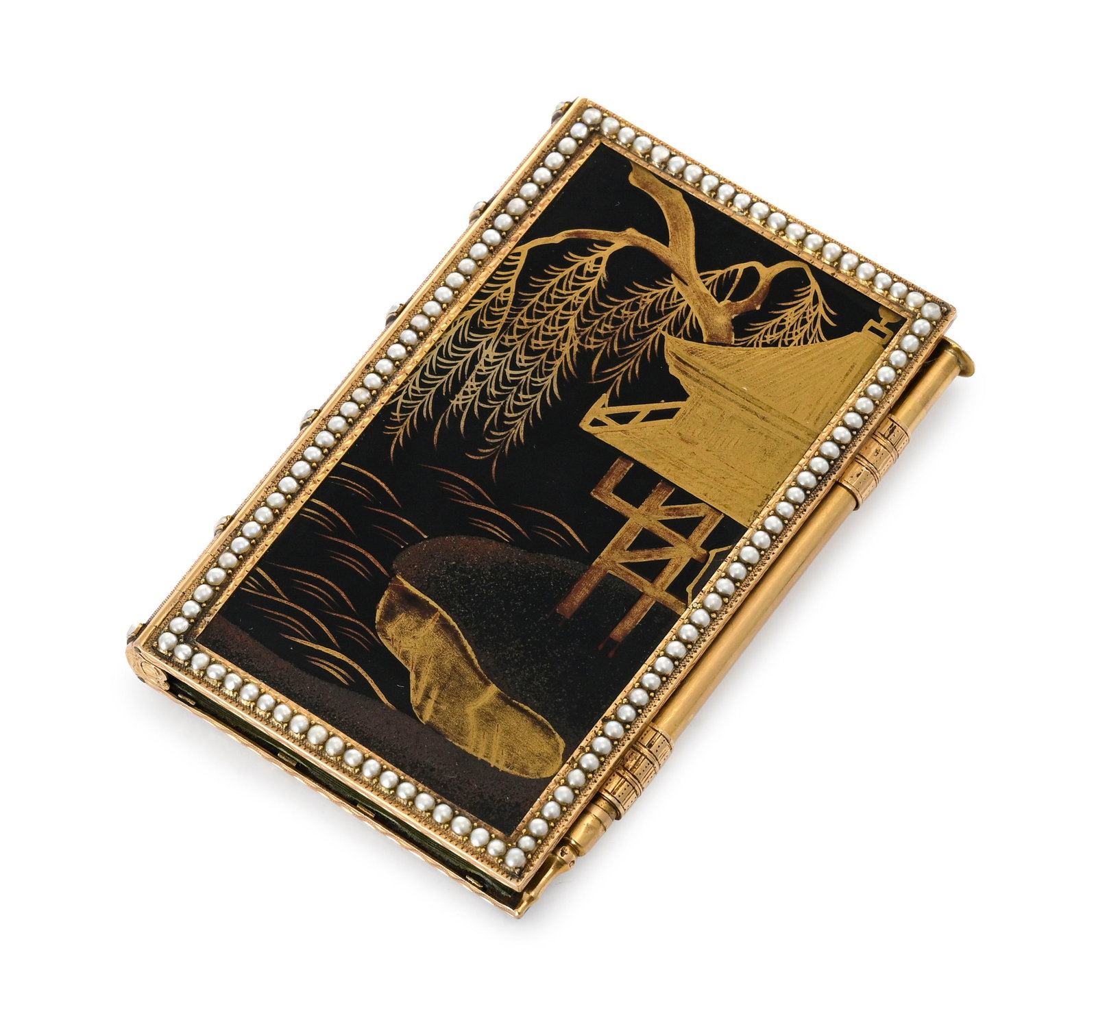 Carnet ou aide-mémoire en or rose et laque, France XVIIIe s., Joseph-Etienne Ducroccey OU Jean  - 3