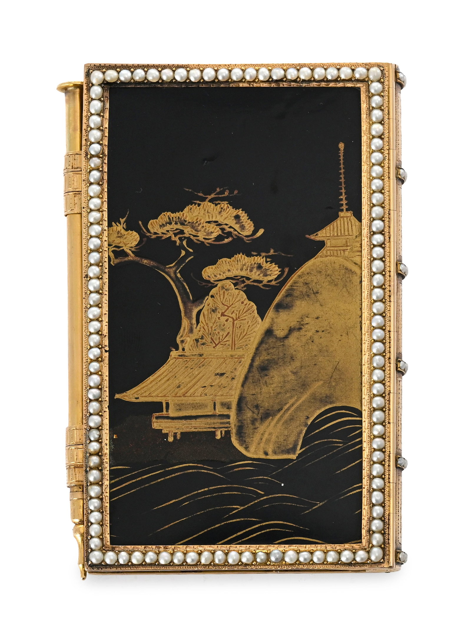 Carnet ou aide-mémoire en or rose et laque, France XVIIIe s., Joseph-Etienne Ducroccey OU Jean  - 6