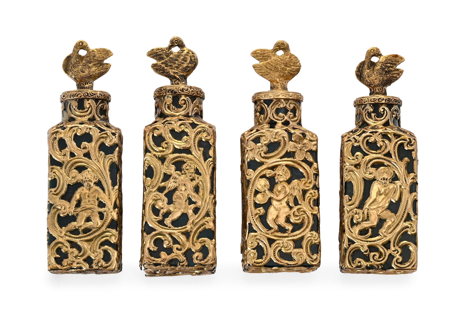 Coffret à flacons en héliotrope et or, probablement Angleterre circa 1760, orné dR - 5
