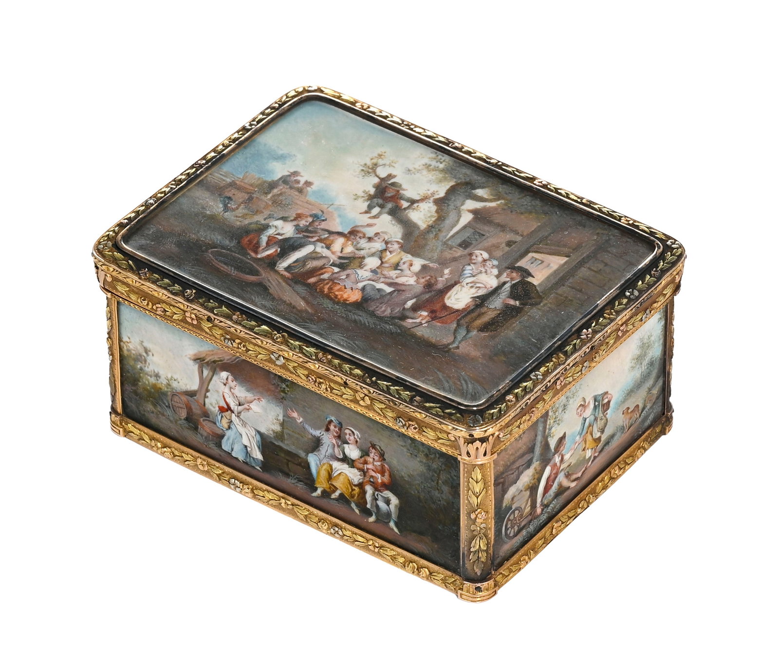 Boîte à miniatures à trois ors, probablement Hanau, fin XVIIIe s. De forme rectangula - 2