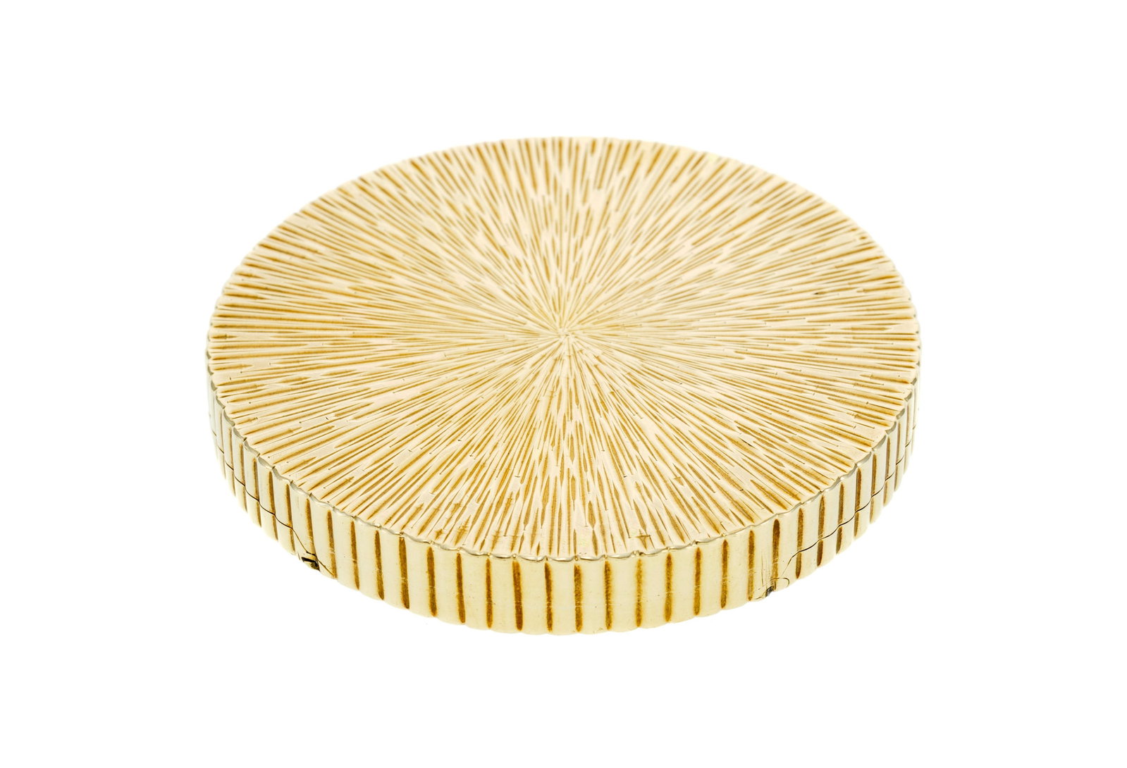 Asprey, poudrier circulaire en or rose 375 à décor rayonnant, le poussoir serti de saphirs - 3