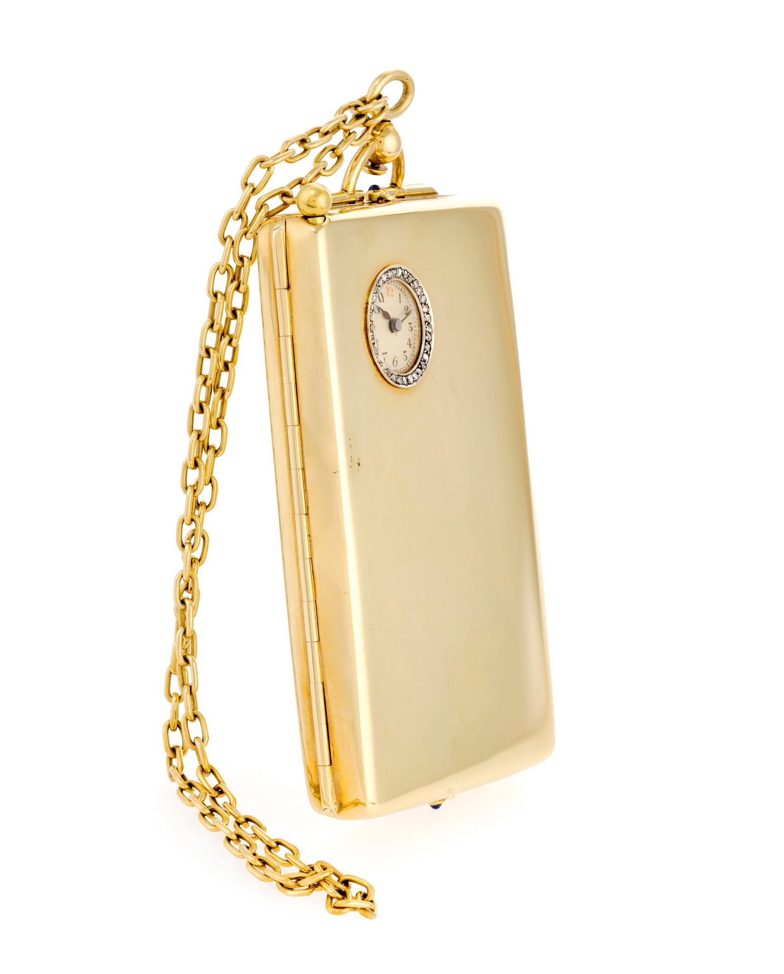 Minaudière en or 750 avec chaînette et porte-mine orné d'un cadran de montre amovible - 3