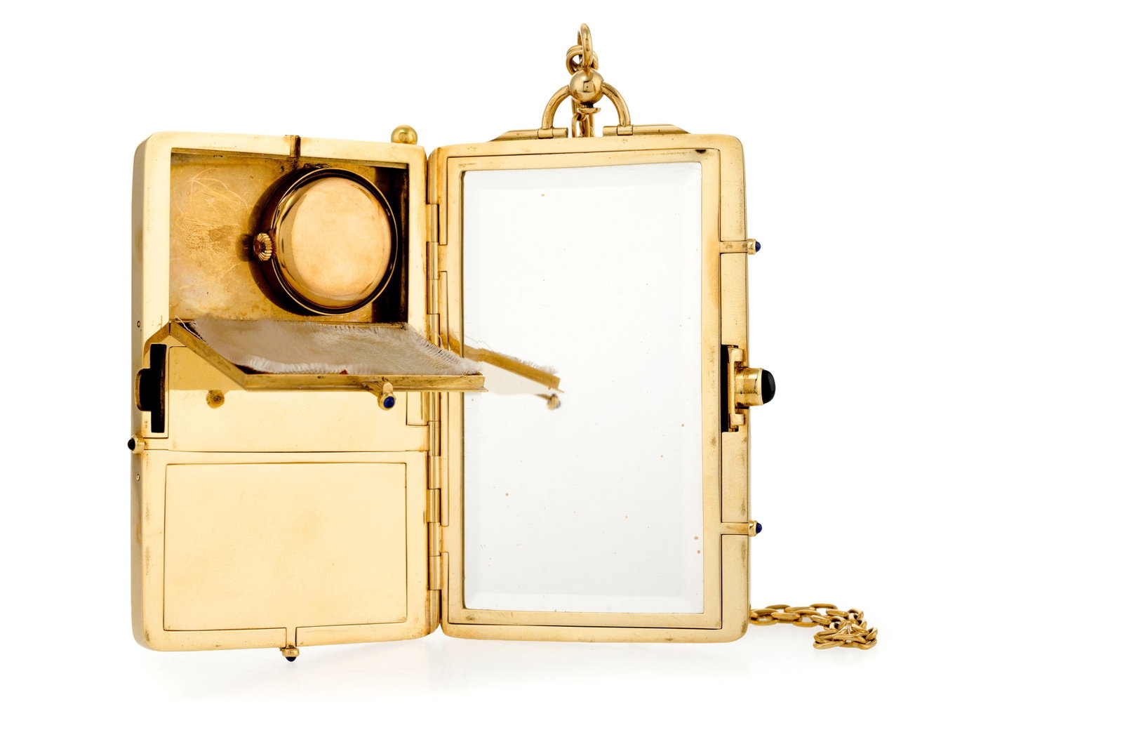 Minaudière en or 750 avec chaînette et porte-mine orné d'un cadran de montre amovible - 8