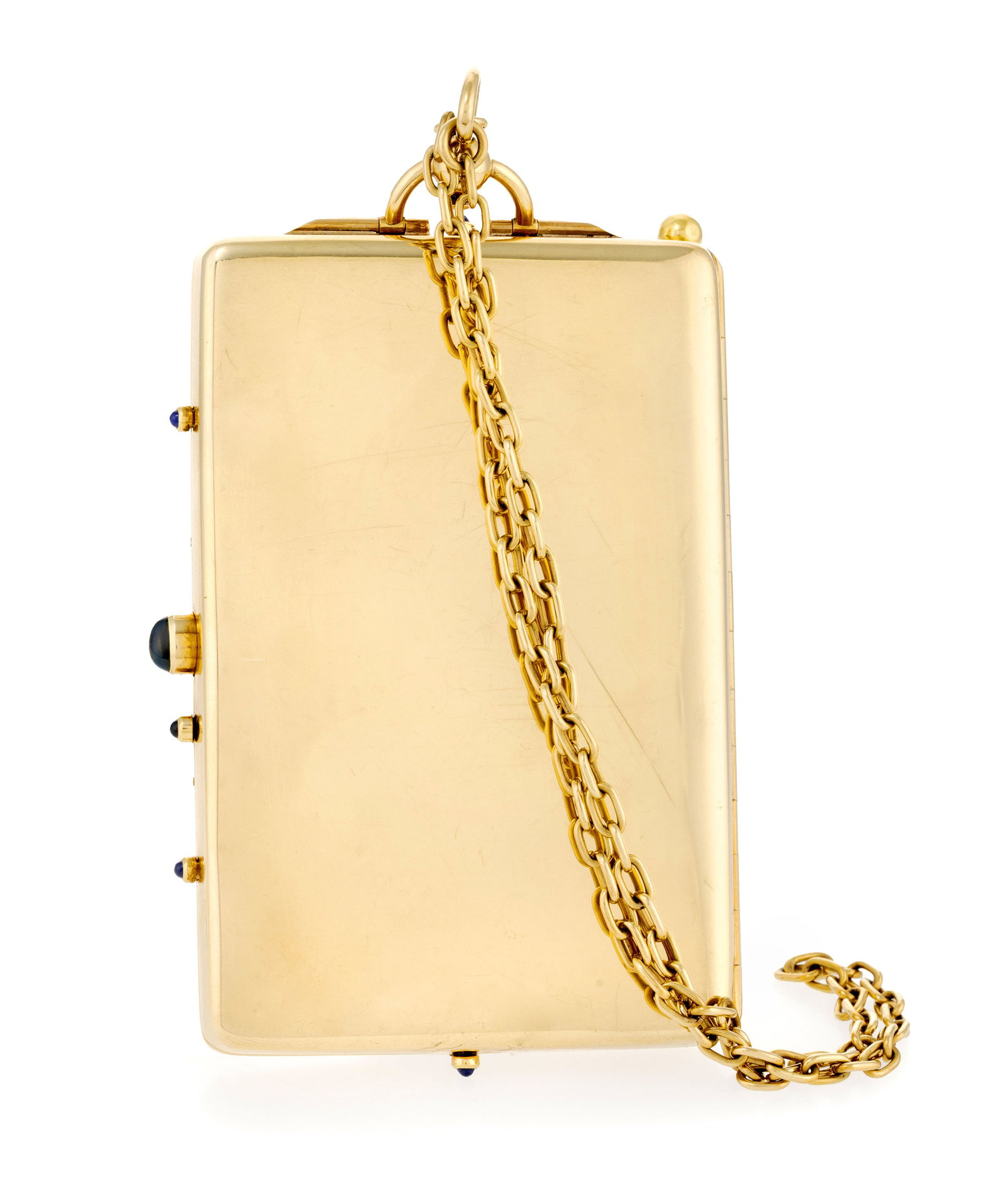 Minaudière en or 750 avec chaînette et porte-mine orné d'un cadran de montre amovible - 9