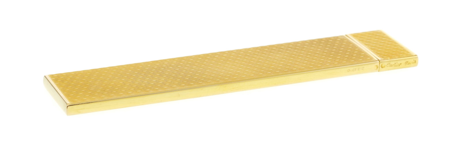 Cartier, peigne en écaille de tortue dans son étui en or 750 guilloché, signé, n - 2