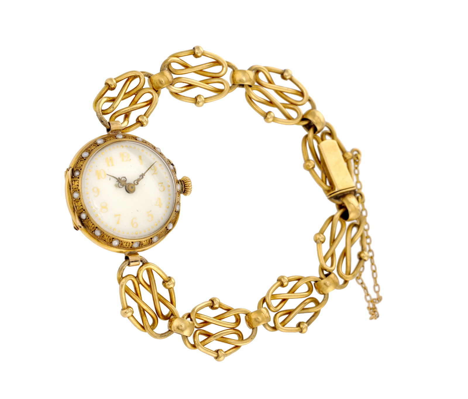LeCoultre, montre de poche transformée en montre-bracelet en or 750 et émail bleu orné - 3