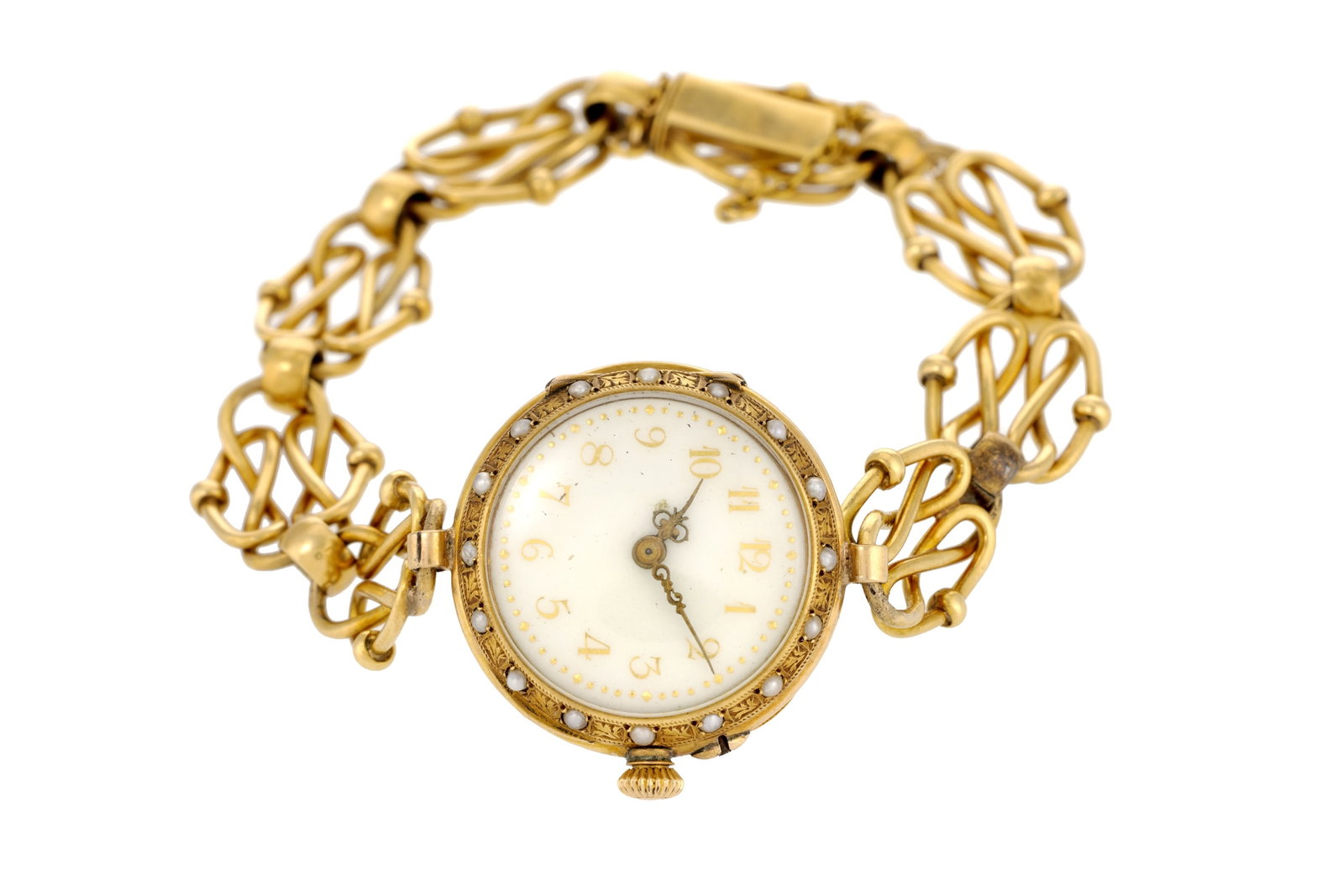 LeCoultre, montre de poche transformée en montre-bracelet en or 750 et émail bleu orné - 4