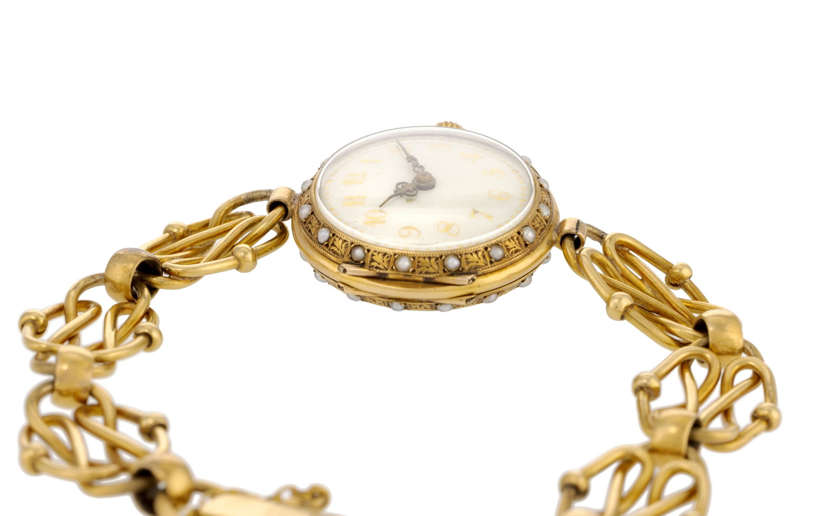LeCoultre, montre de poche transformée en montre-bracelet en or 750 et émail bleu orné - 7