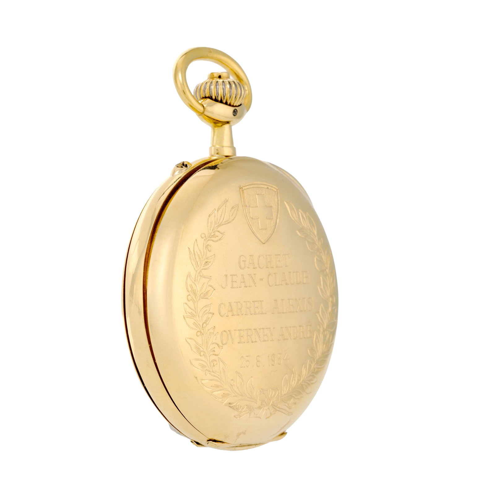 Montre de poche chronographe savonnette en or 750, pour le Tir Fédéral de Bière Mou - 4