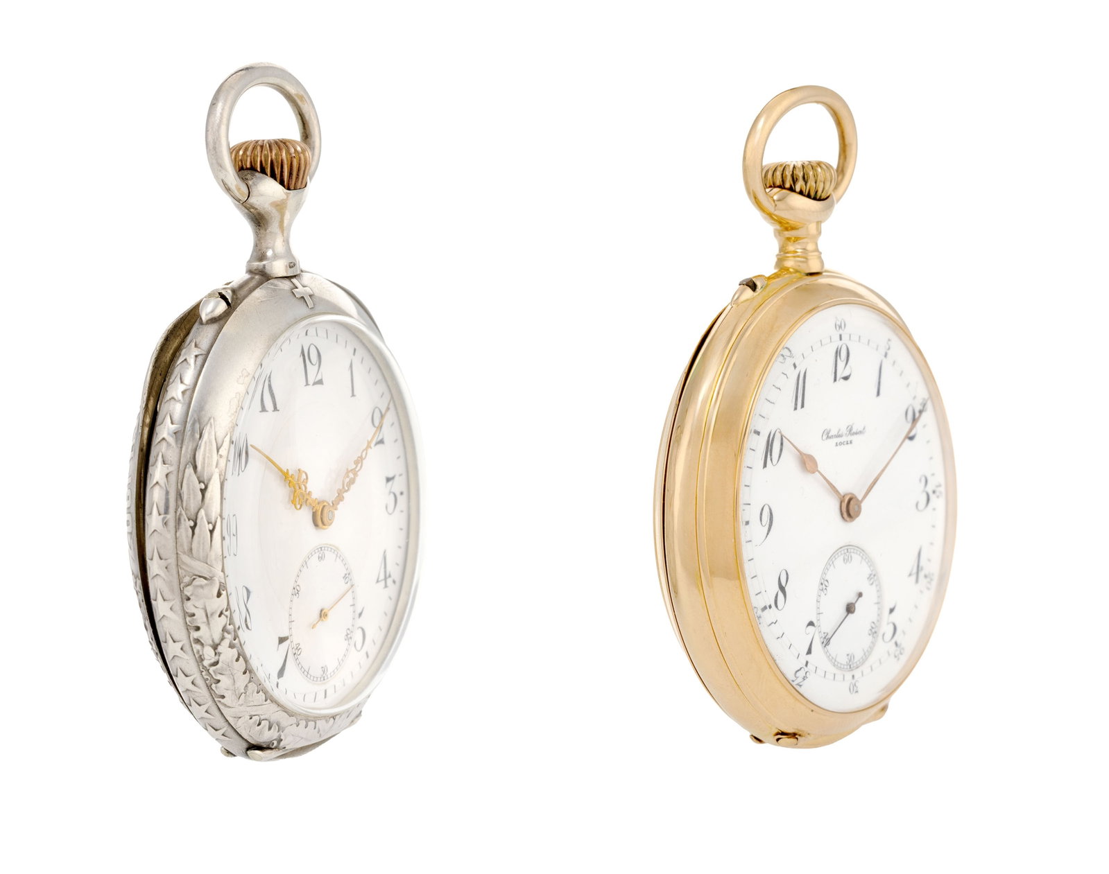 Lot de 2 montres de poche petites secondes, Pour le Tir Fédéral, Zurich, 1907, ornées - 3