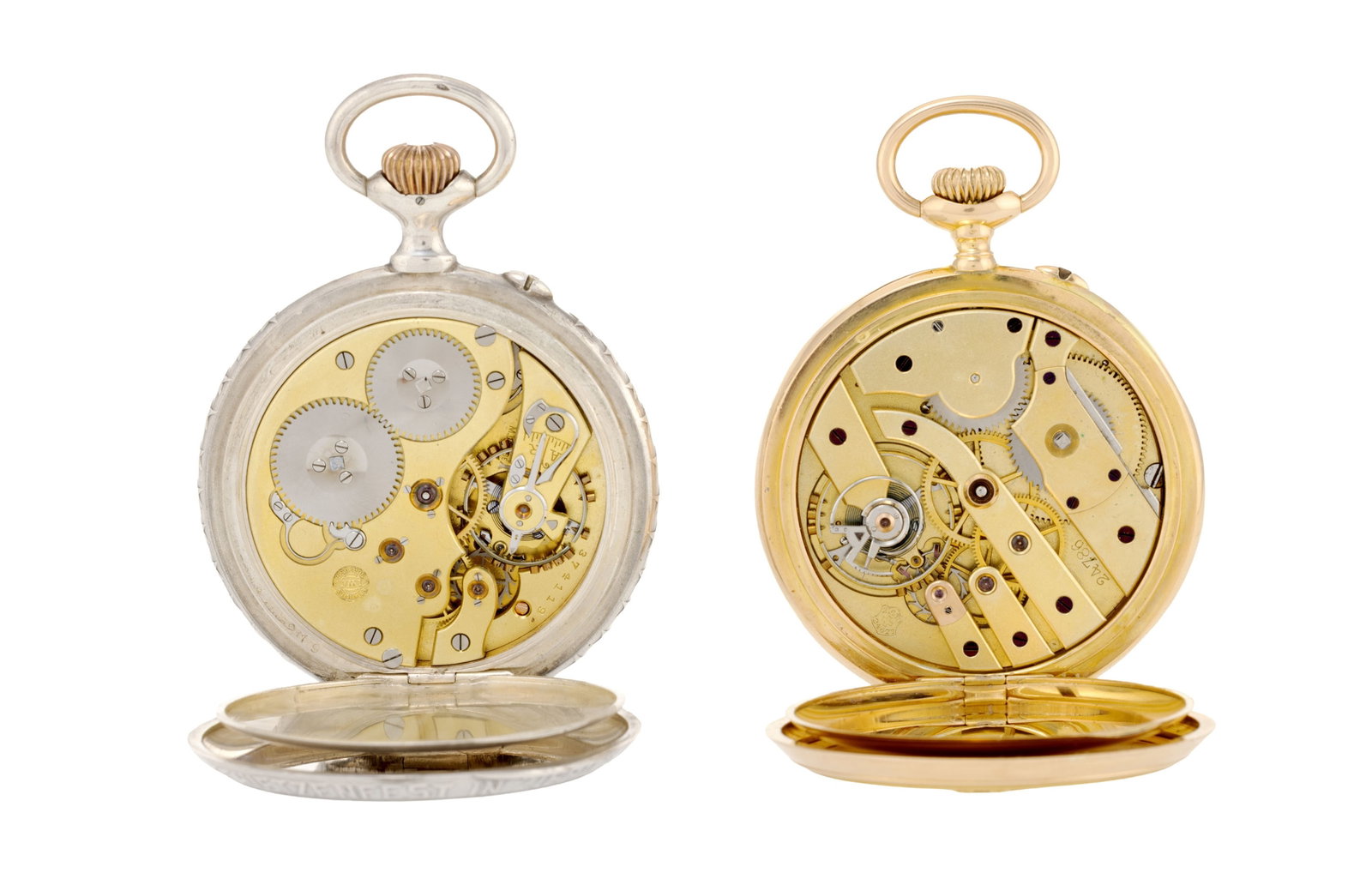 Lot de 2 montres de poche petites secondes, Pour le Tir Fédéral, Zurich, 1907, ornées - 5
