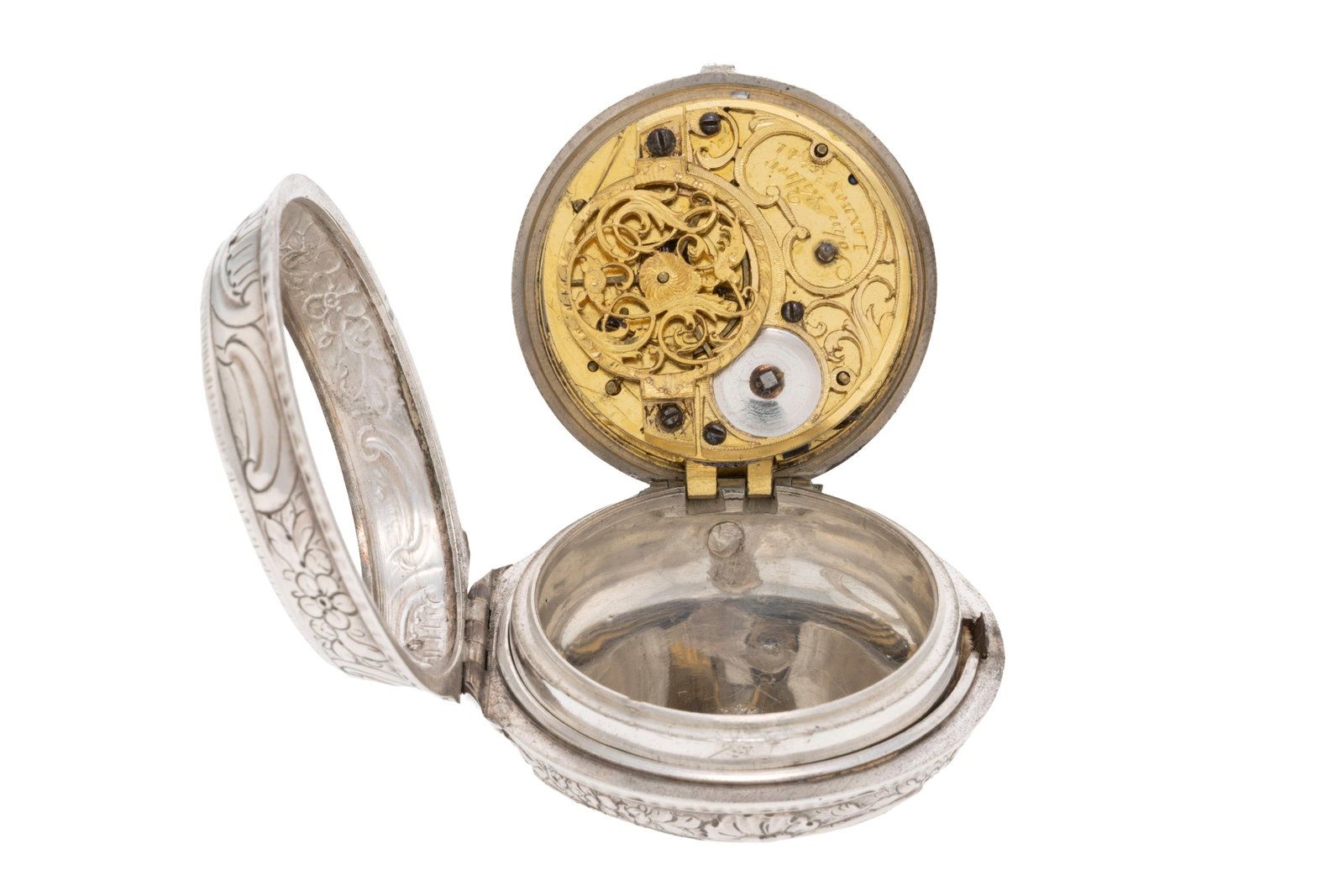 John Wilter London, montre de poche à coq en argent avec boîtier de protection en argent r - 5