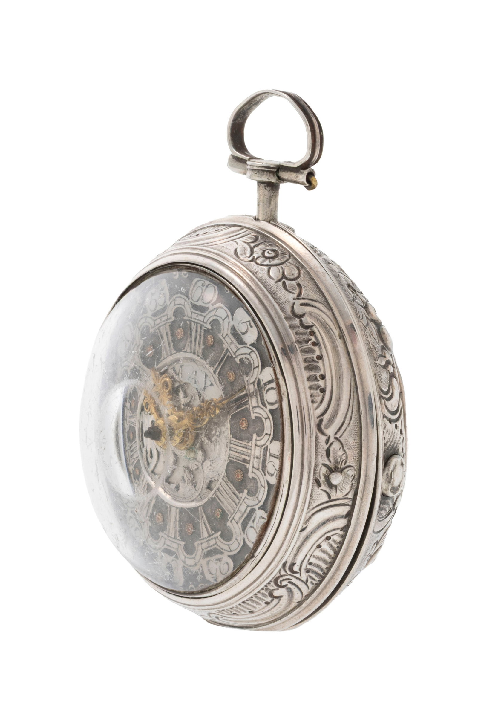 John May London, montre de poche à coq en argent avec son boîtier de protection en argent  - 2