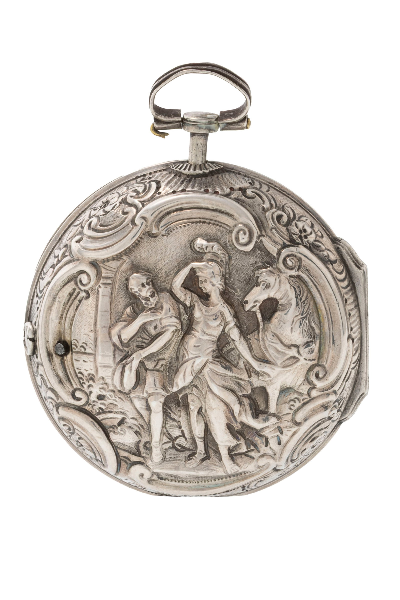 John May London, montre de poche à coq en argent avec son boîtier de protection en argent  - 3