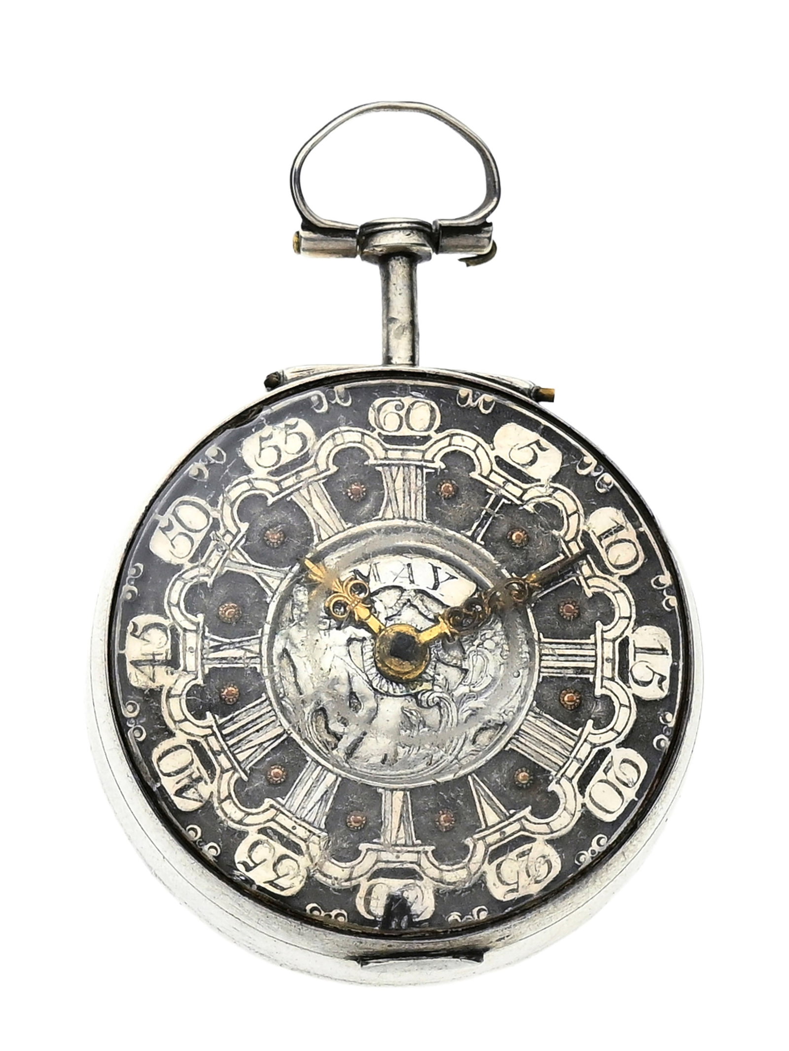 John May London, montre de poche à coq en argent avec son boîtier de protection en argent  - 4