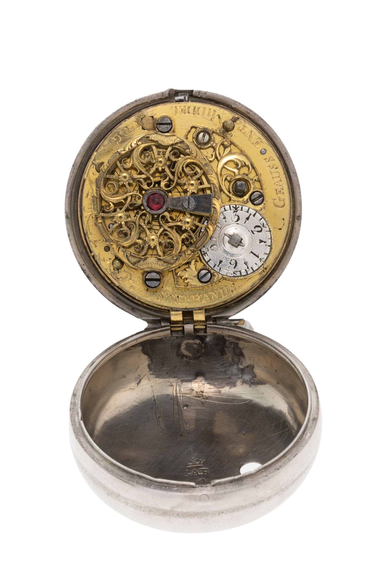 Montre de poche à coq en argent avec deux boîtiers de protection en argent dont un recouve - 4