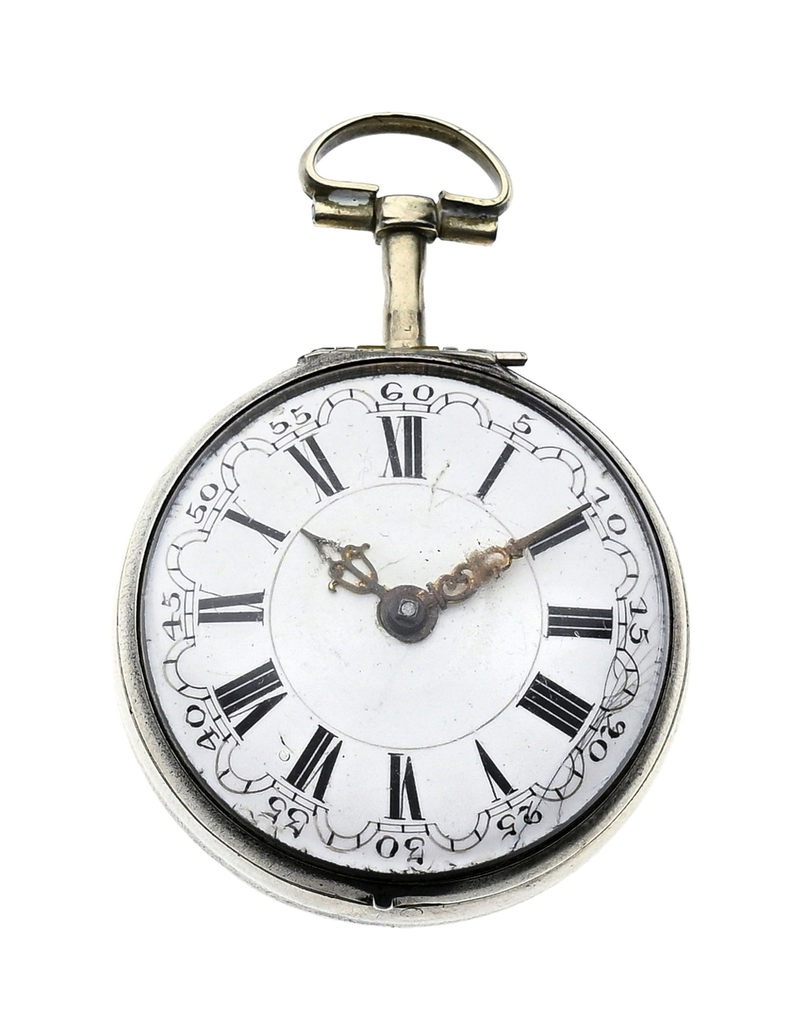 Montre de poche à coq en argent avec deux boîtiers de protection en argent dont un recouve - 5