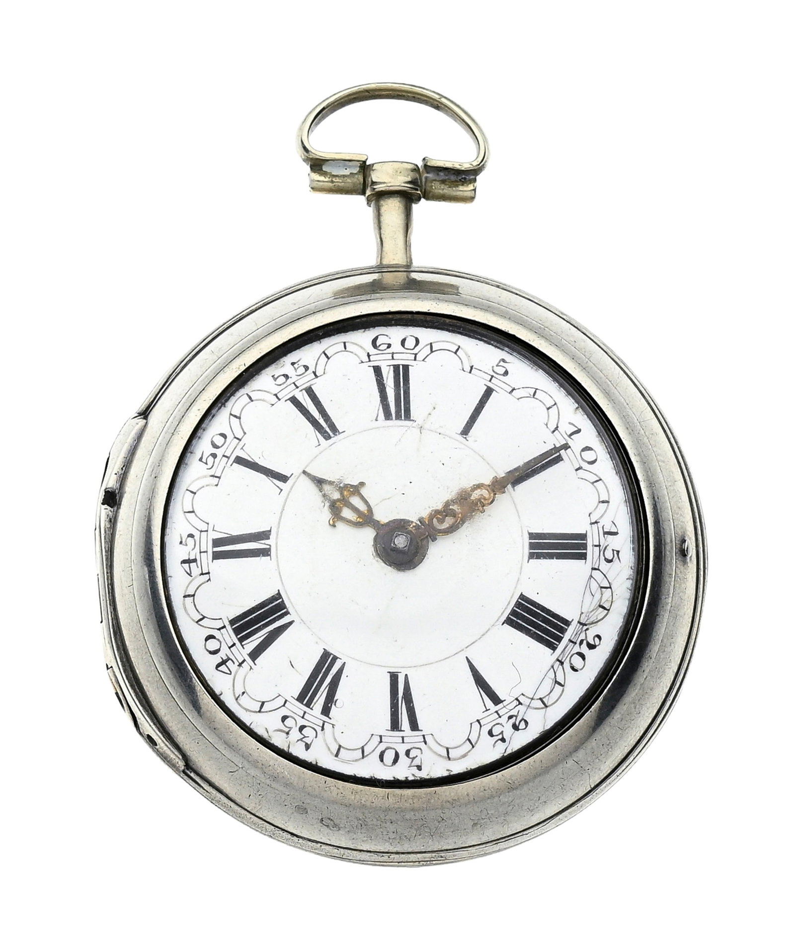 Montre de poche à coq en argent avec deux boîtiers de protection en argent dont un recouve - 7