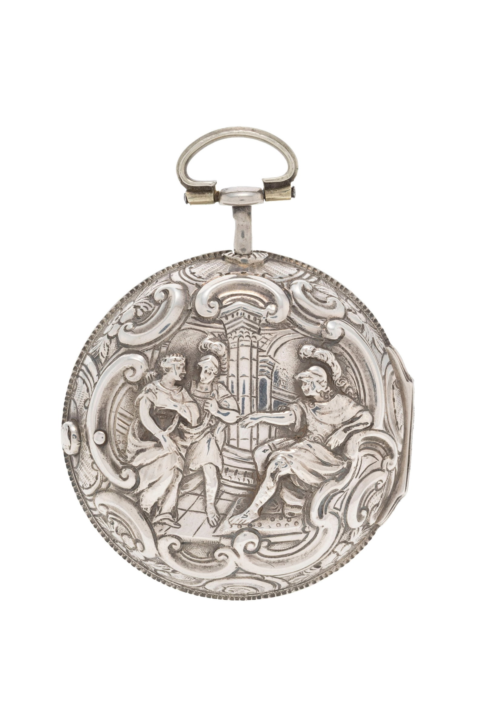 Allen Walker London, montre de poche à coq en argent avec boîtier de protection en argent  - 3