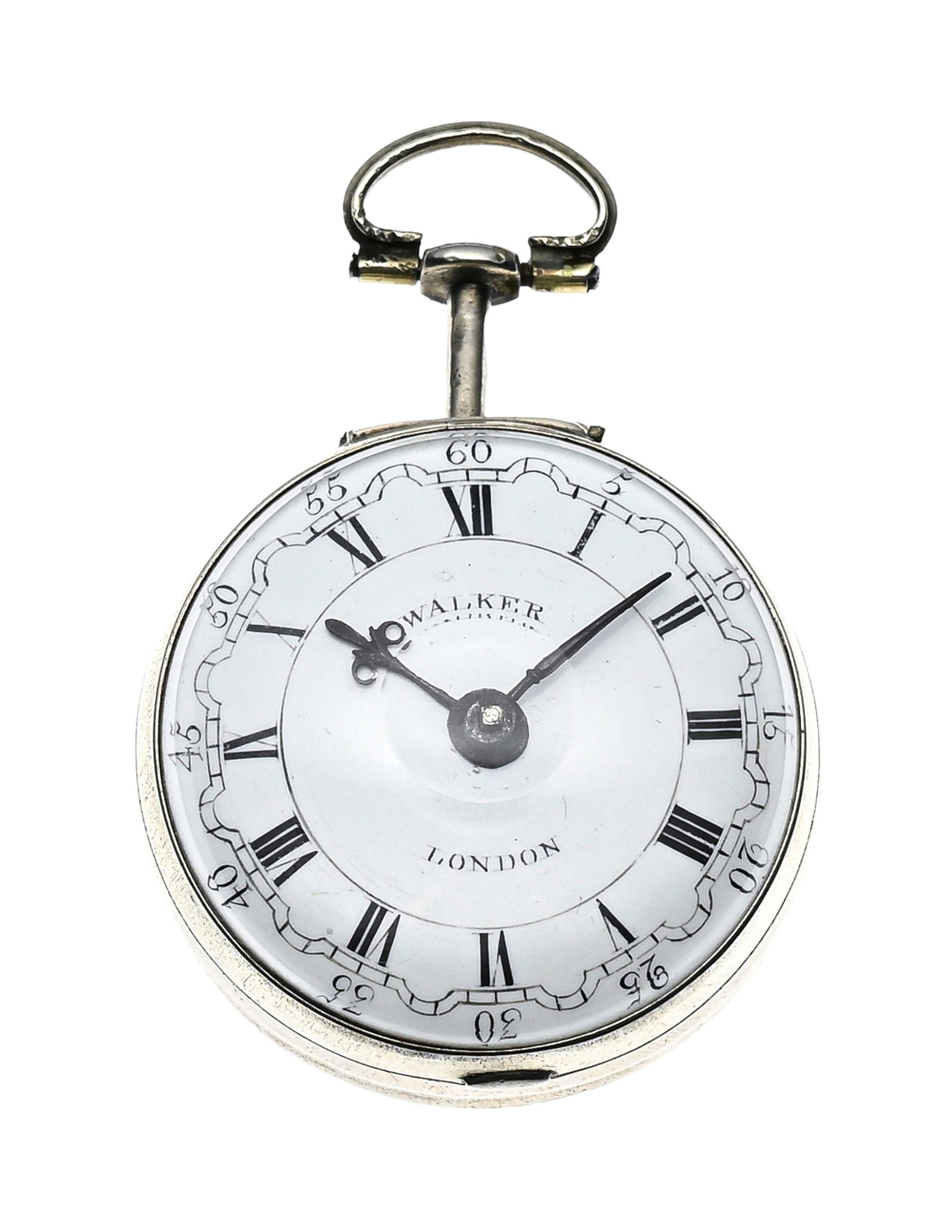 Allen Walker London, montre de poche à coq en argent avec boîtier de protection en argent  - 5