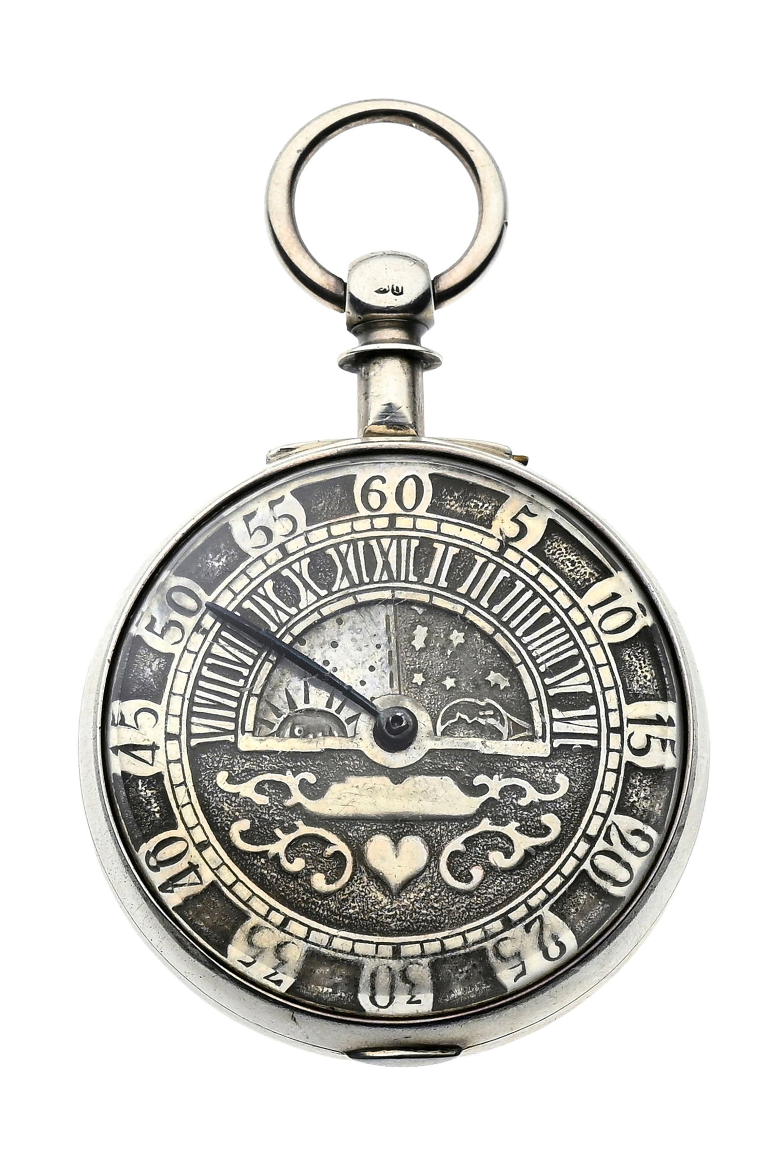Tanner & Son Lewes, montre de poche à coq avec boîtier de protection en argent, ornée - 5