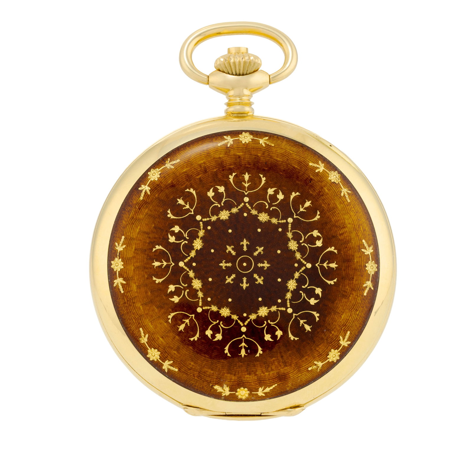 Montre de poche petite seconde en or 750 ornée d'une représentation en émail de la pe - 3