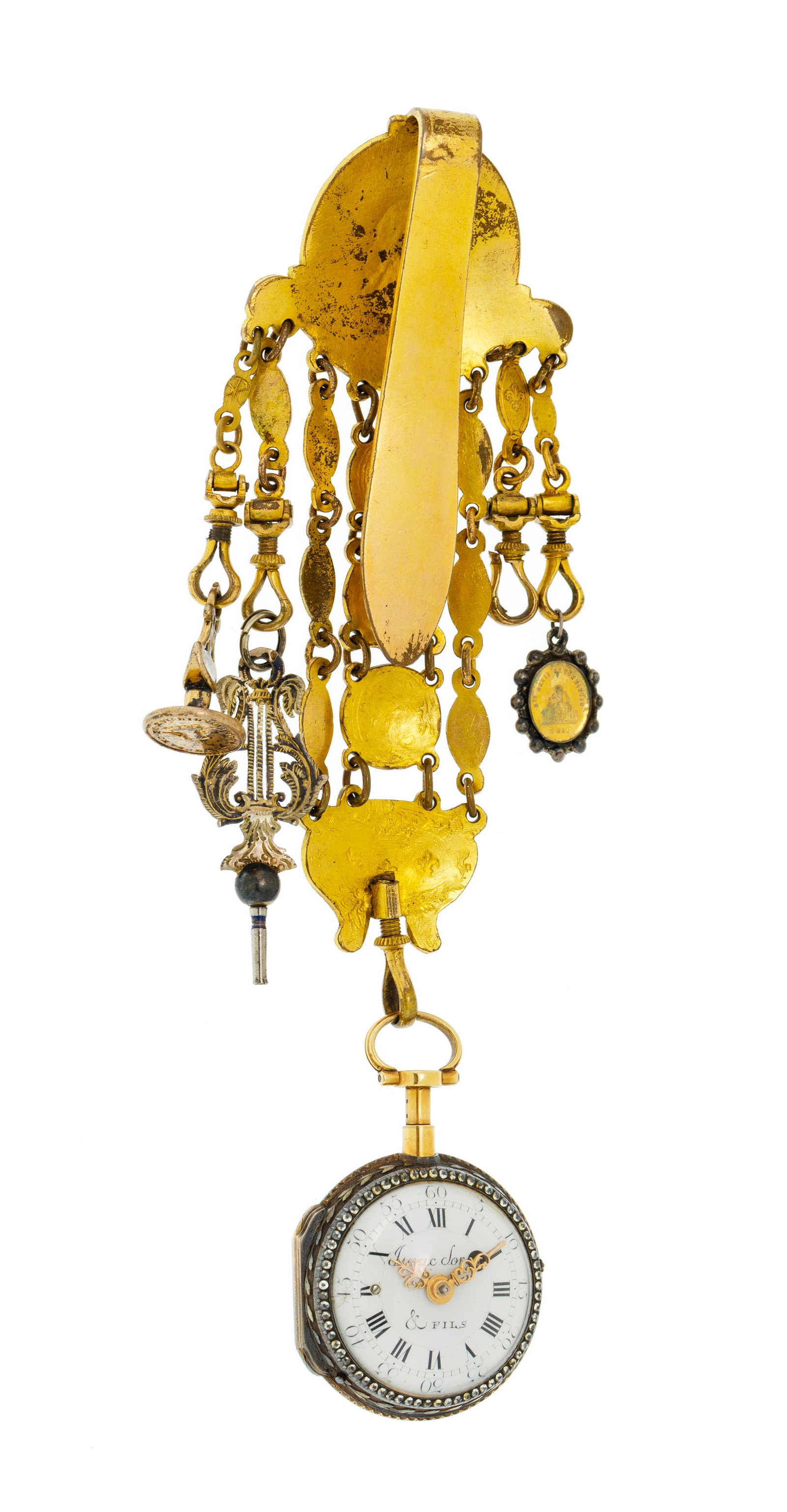 Isaac Soret & Fils, montre de poche à coq en or et argent à répétition à d& - 3