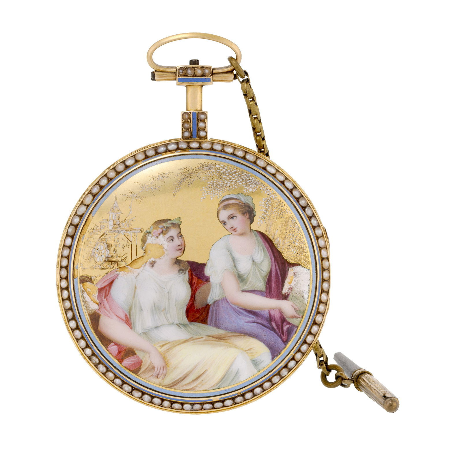 Léonard Bordier, montre de poche à coq en or ornée d'une scène émaillé - 2